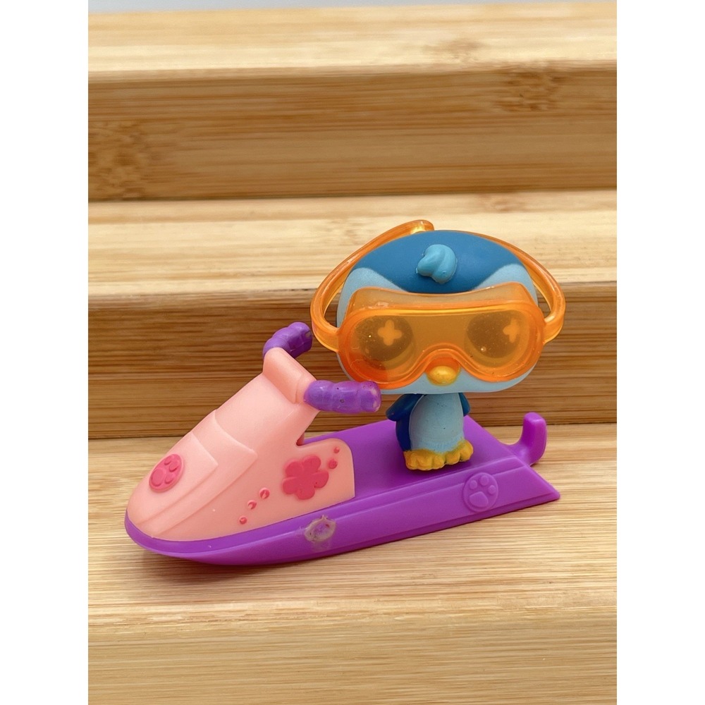 Vtge Littlest Pet Shop LPS 821 Blue Penguin w/Green Eyes Snowmobile Hasbro 2005